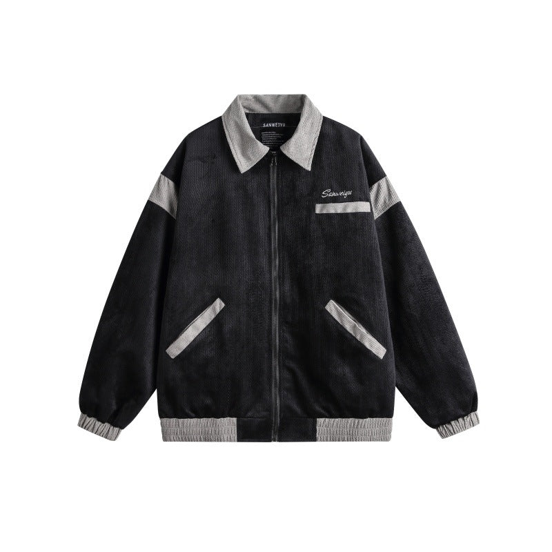 Unisex Harrington Blouson Jacket with Textured Fabric and Contrast Trim Mune Fashion