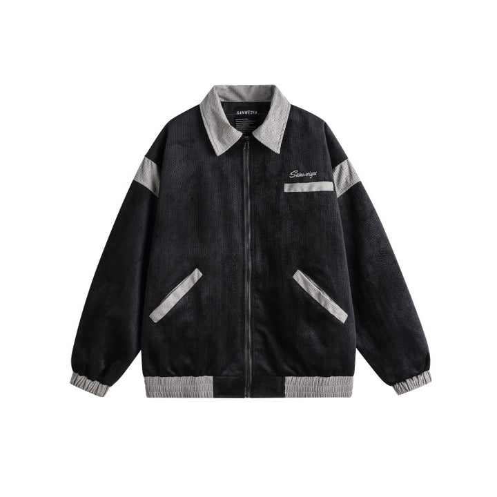 Unisex Harrington Blouson Jacket with Textured Fabric and Contrast Trim Mune Fashion