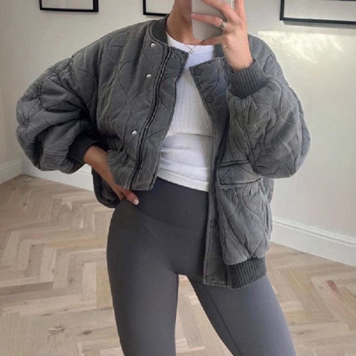Women's Oversized Padded Jacket with High Collar