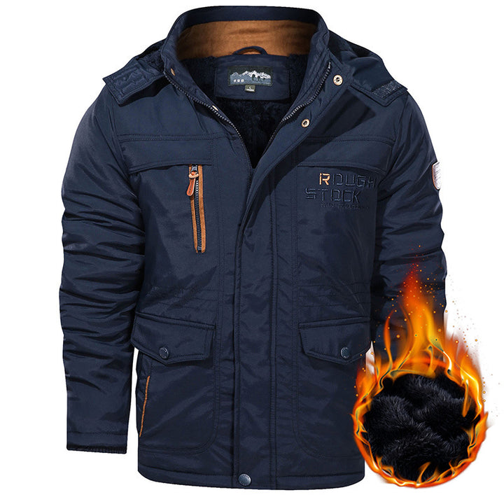 Men's insulated hooded parka with Sherpa lining, windproof front and multifunctional pockets Mune Fashion