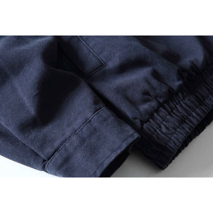 Men's Boxy Canvas Blouson with contrasting faux leather collar and elastic hem Mune Fashion