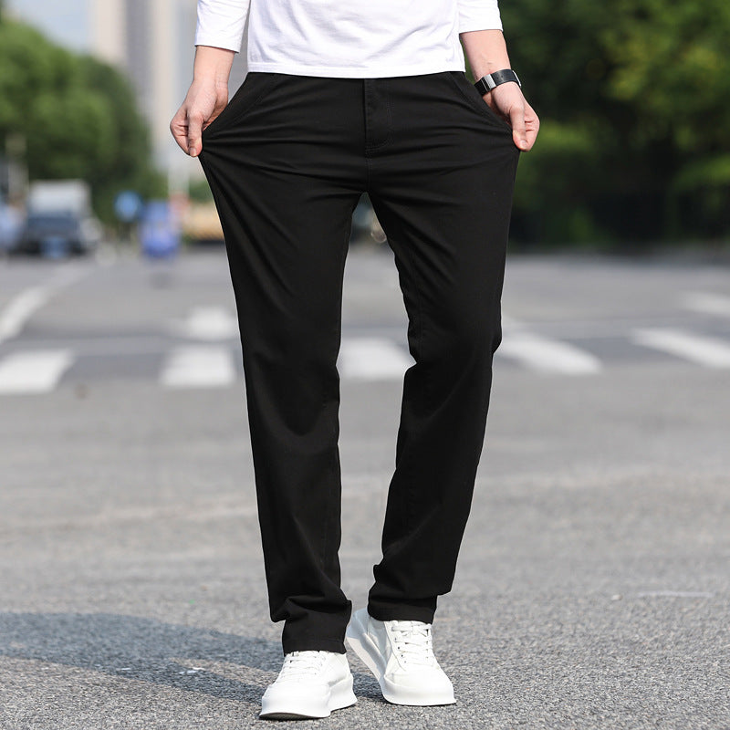 Men's Slim Fit Stretch Pants with Elastic Waistband and Straight Leg Mune Fashion