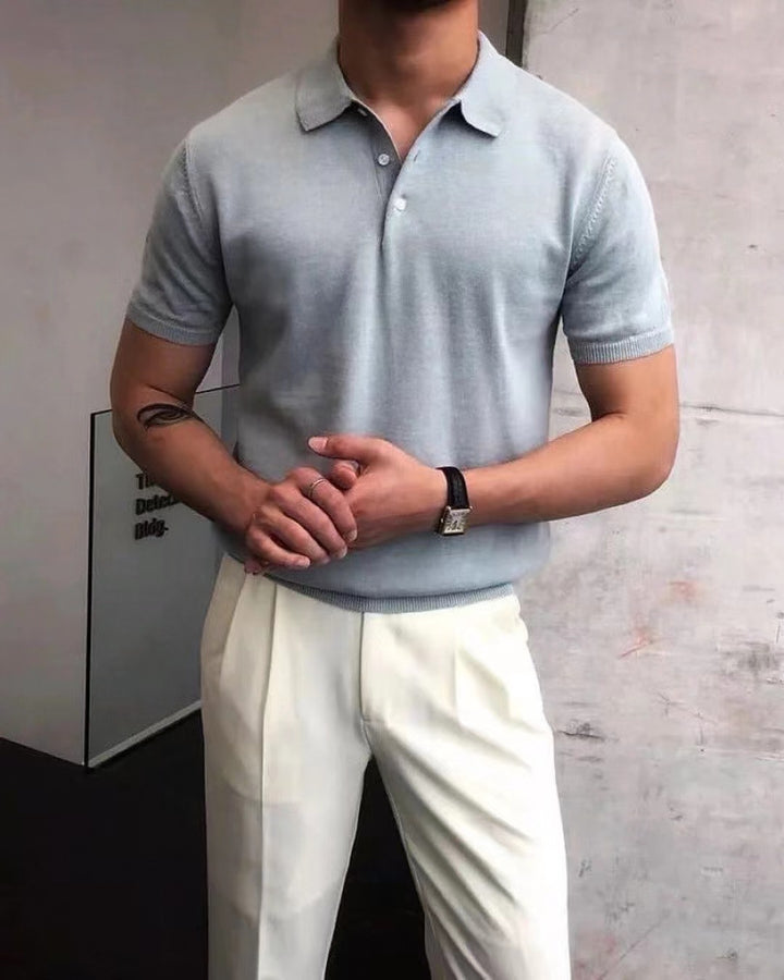 Men's nano Premium fine knit polo shirt with open shirt collar and subtle button placket Mune Fashion
