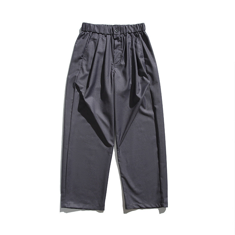 Men's wide pleated pants with elastic drawstring waistband and cropped cut Mune Fashion
