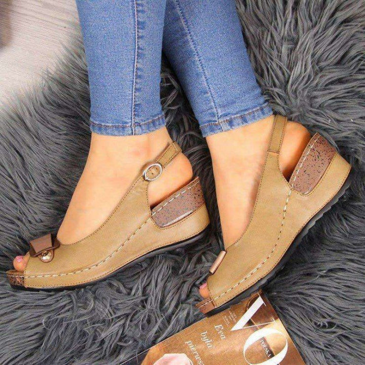 Damen Keil‑Slingback‑Sandalen mit gepolstertem Komfortfußbett und Zierschleife Mune Fashion