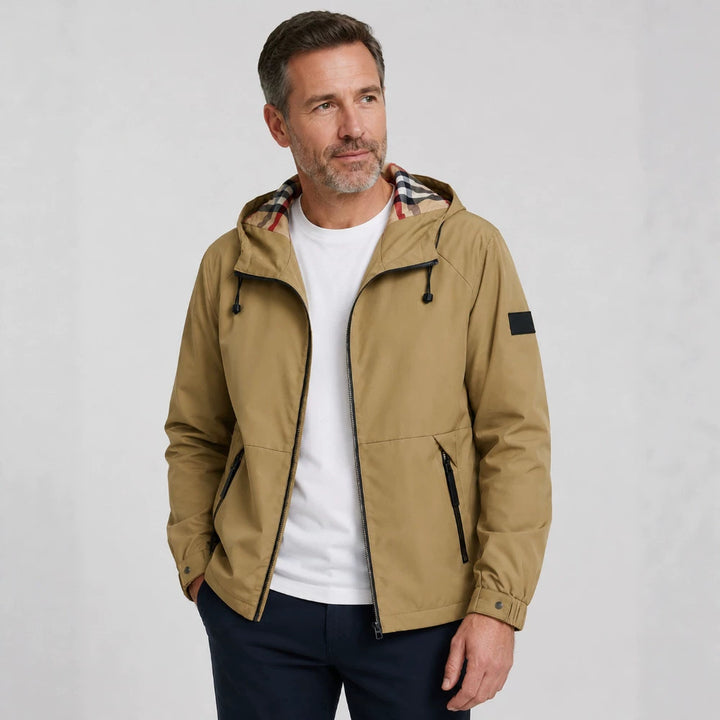 Men's Waterproof Transitional Jacket with Adjustable Hood Closure Mune Fashion