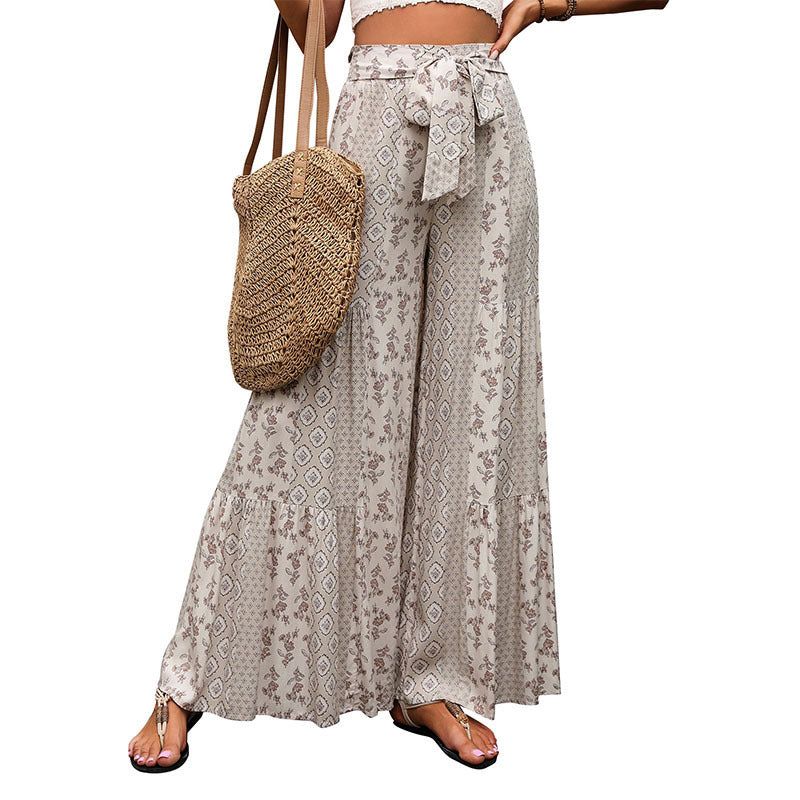 Women Airy Palazzo Pants with Floral Pattern Mune Fashion
