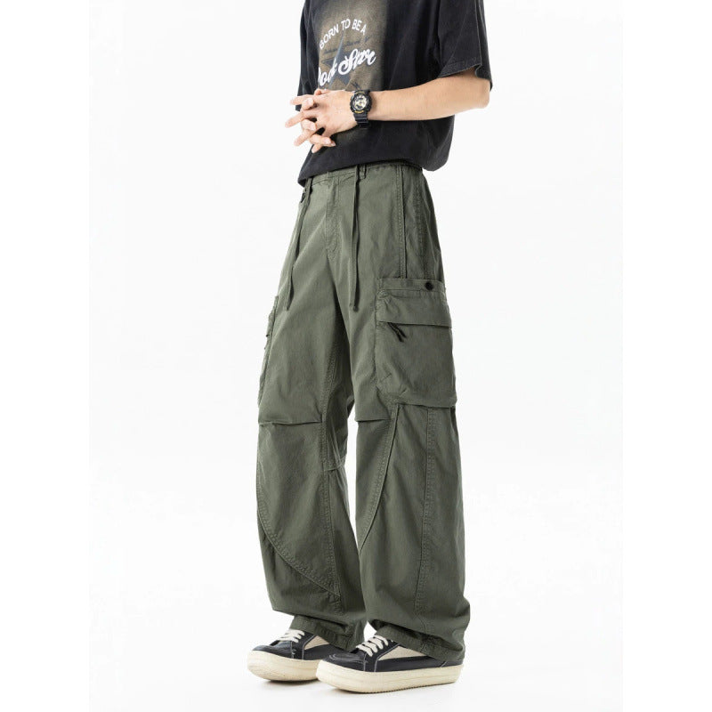 Men's Loose Cargo Pants in Baggy Cut with Utility Pockets and Drawstring Waist Mune Fashion
