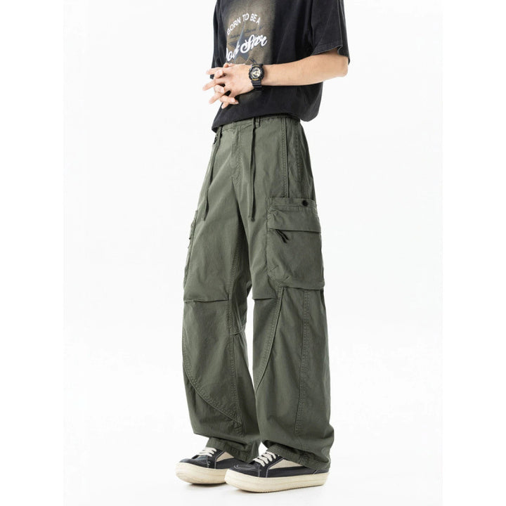 Men's Loose Cargo Pants in Baggy Cut with Utility Pockets and Drawstring Waist Mune Fashion