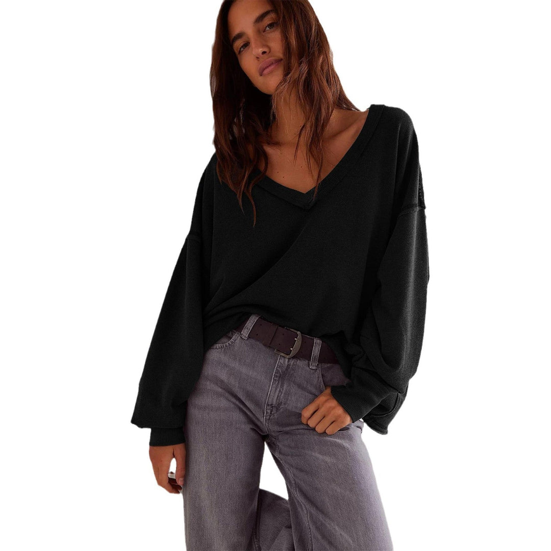 Women's Oversized V-Neck Sweatshirt with Casual Fit Mune
