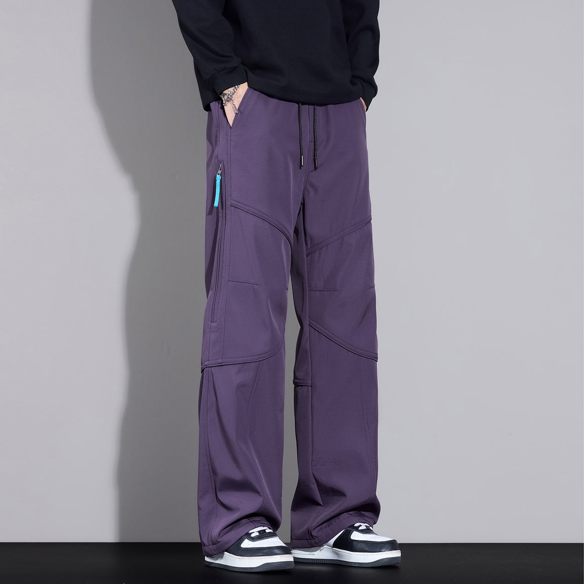 Men's Loose-Fitting Cargo Pants with Drawstring, Knee Panels and Multi-Pockets Mune Fashion