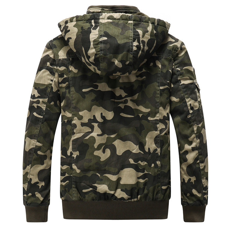 Men's Camouflage Utility Hoodie Jacket with Warm Teddy Lining Mune Fashion