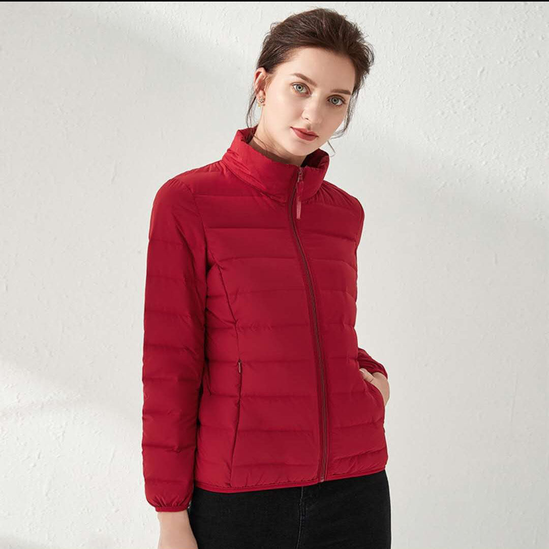 Women's Tailored Ultralight Padded Jacket with Stand-Up Collar and Slim Silhouette Mune Fashion