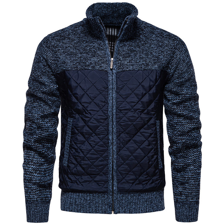 Men Quilted Hybrid Cardigan with Stand-Up Collar and Full Zip Mune Fashion