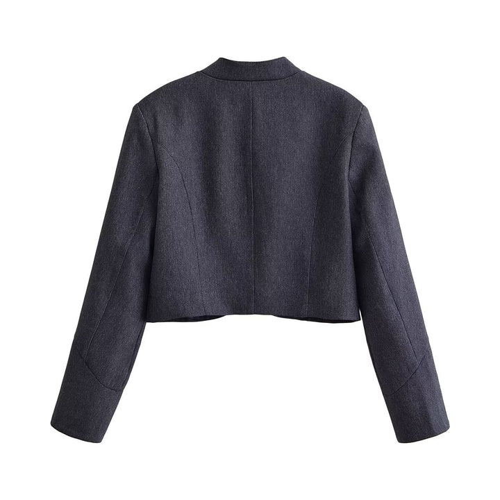 Women's cropped blazer in bolero style with lace trim and decorative buttons Drune