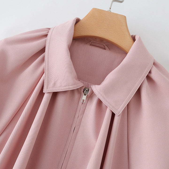 Women's short jacket with ruffled flounces, wide sleeves, and zipper Mune Fashion
