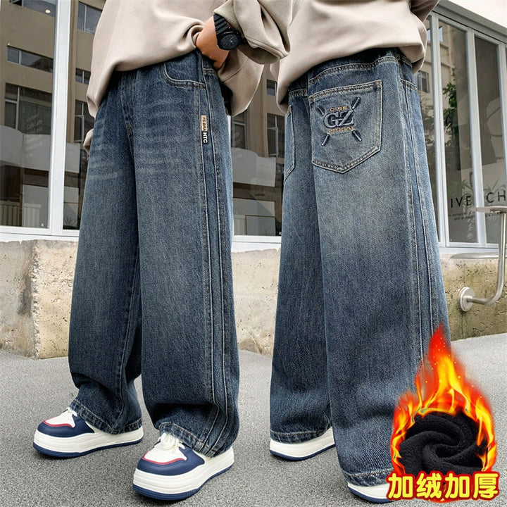 Women's wide denim pants with low waistband Mune Fashion