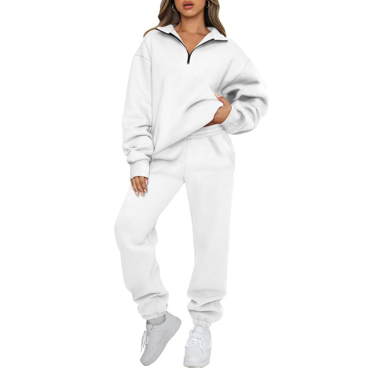 Women nan Oversize Sweatshirt with half zipper and high waist jogging pants set Mune Fashion