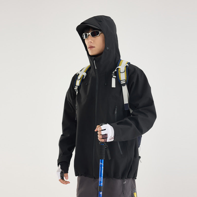 Women's Lightweight Technical Rain Jacket in Oversized Utility Cut with Adjustable Hood Mune Fashion