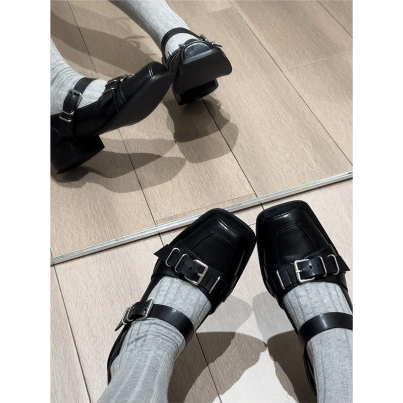 Ladies Buckle Monkstrap Slipper with Low Block Heel Mune Fashion