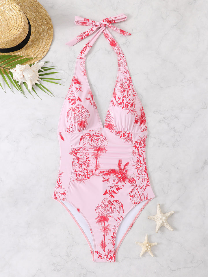 Women's swimsuit with deep V-neck and adjustable halter Mune Fashion