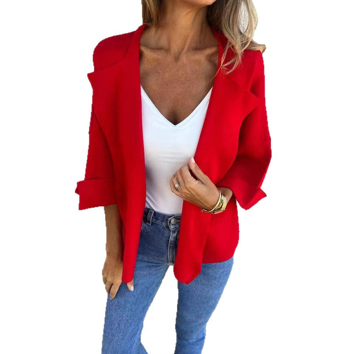 Women's light open knit cardigan with shawl collar, roll-up sleeves and boxy silhouette Mune Fashion