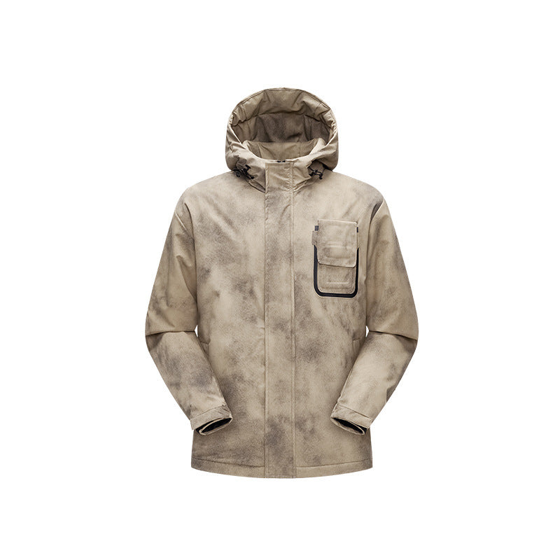 Men's minimalist technical shell jacket with hood and utility chest pocket Mune Fashion