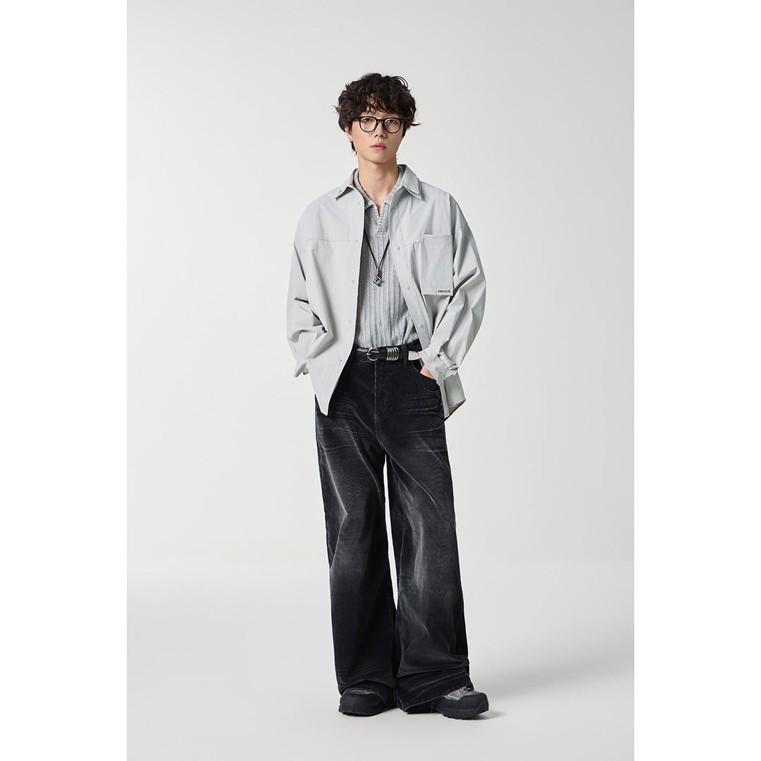 Unisex Oversize Shirt with technical material, breast flap and rounded hem Mune Fashion