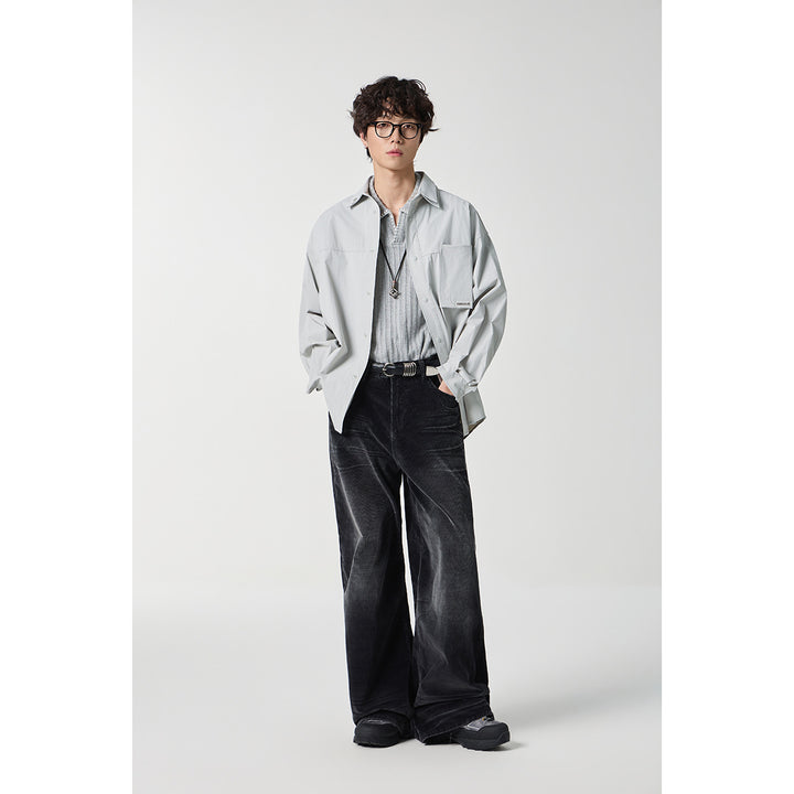 Unisex Oversize Shirt with technical material, breast flap and rounded hem Mune Fashion