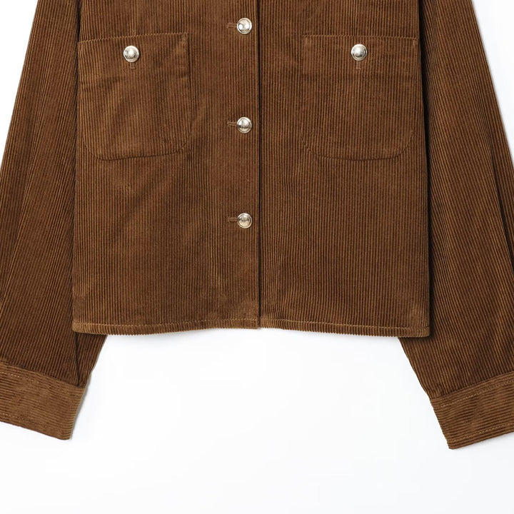 Women's Short Overshirt made of Cord with Snap Button Closure and Patch Pockets Mune Fashion