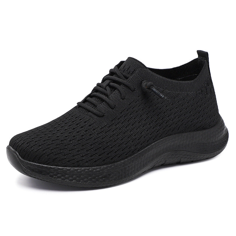 Men's breathable knit slip-on sneakers with sock-like shaft, asymmetrical decorative lacing, and cushioned Ortholite insole Mune Fashion
