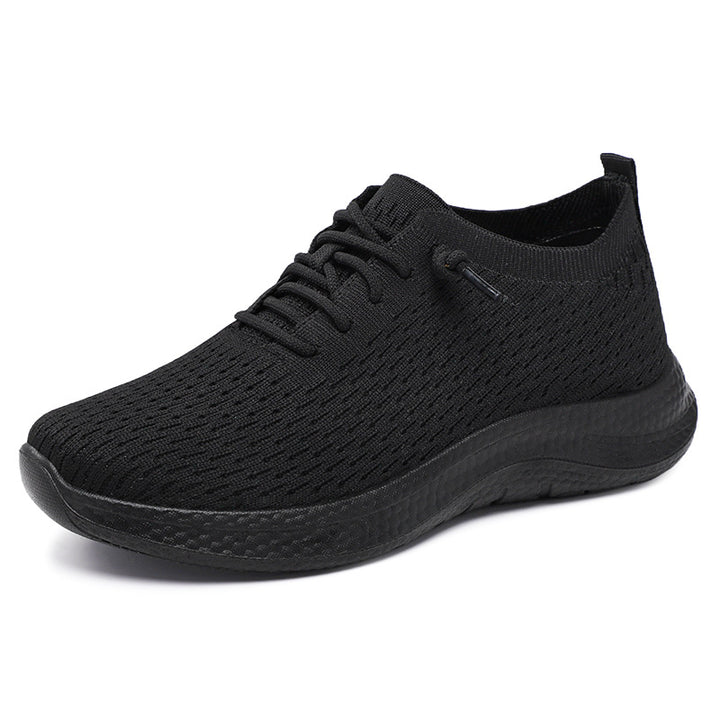 Men's breathable knit slip-on sneakers with sock-like shaft, asymmetrical decorative lacing, and cushioned Ortholite insole Mune Fashion