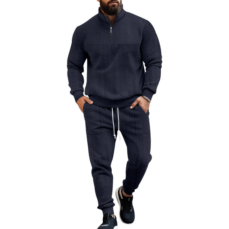 Men's knit training set with half zip, cable knit sweater and drawstring joggers Mune Fashion