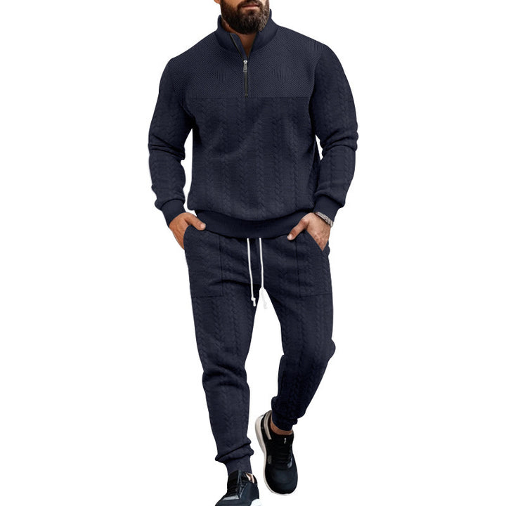 Men's knit training set with half zip, cable knit sweater and drawstring joggers Mune Fashion