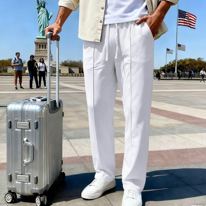 Men's casual-elegant pleated sweatpants with crease, elastic drawstring waistband and side pockets Mune Fashion