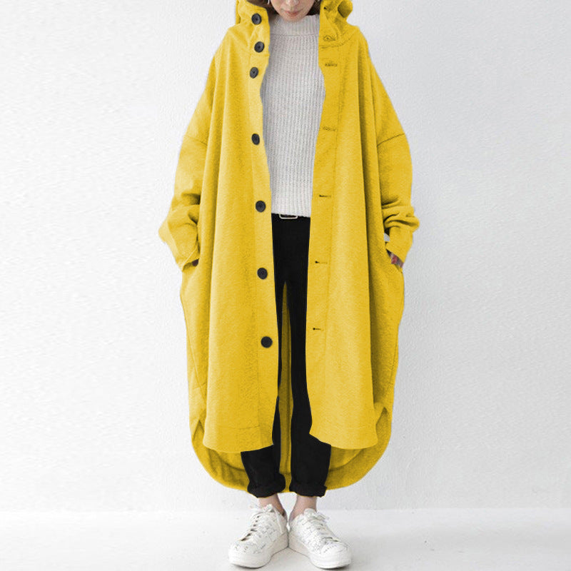 Women's oversized hooded cocoon coat with asymmetrical hem and large side pockets Mune Fashion