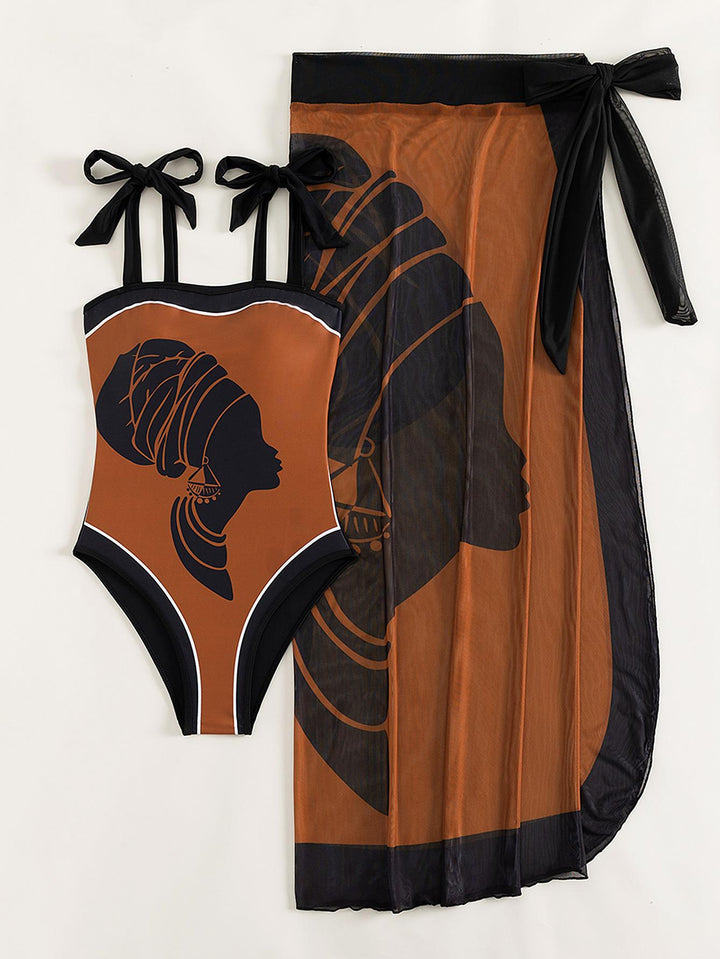 Women's swimsuit set with transparent skirt and individually adjustable straps Mune Fashion