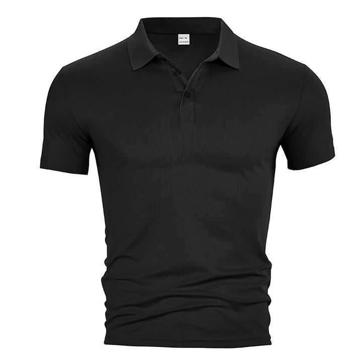 Men's fitted short-sleeve polo shirt made of stretchy jersey with shirt collar and short button placket Mune Fashion