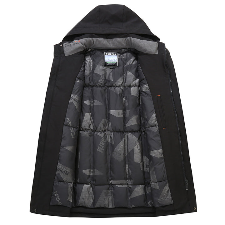 Men's Water-Repellent Hooded Parka with Minimalist Design and Concealed Zipper Mune Fashion
