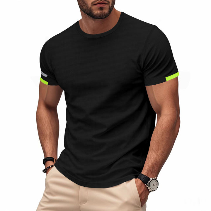 Men's nan athletic functional T-shirt with round neck, body-hugging stretch cut and contrasting sleeve hem Mune Fashion