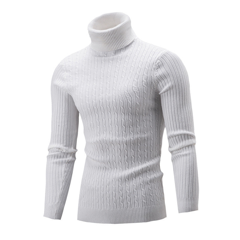 Men's Turtleneck Sweater In Classic Ribbed Pattern Mune