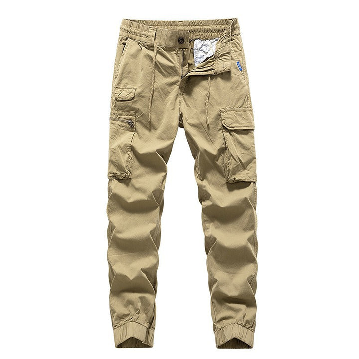 Men's Utility Cargo Jogger made of durable cotton twill with elastic comfort waistband, multiple pockets, and zippered thigh pocket Drune