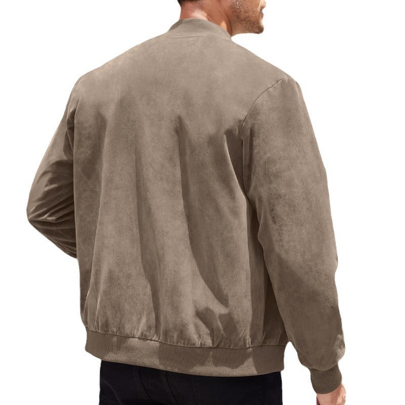 Men's high-quality suede jacket in sporty bomber style with elastic cuffs Mune Fashion