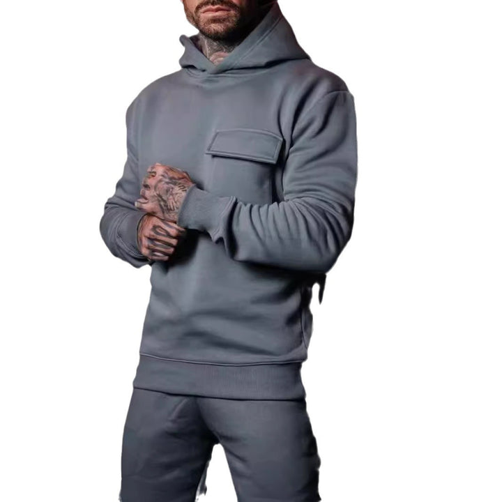 Men's casual athletic hoodie with patch pocket made of heavy French terry Mune Fashion