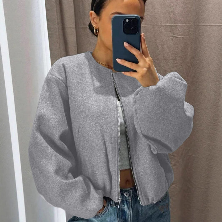 Women's Oversized Bomber Jacket with Zipper and Volume Sleeves Drune
