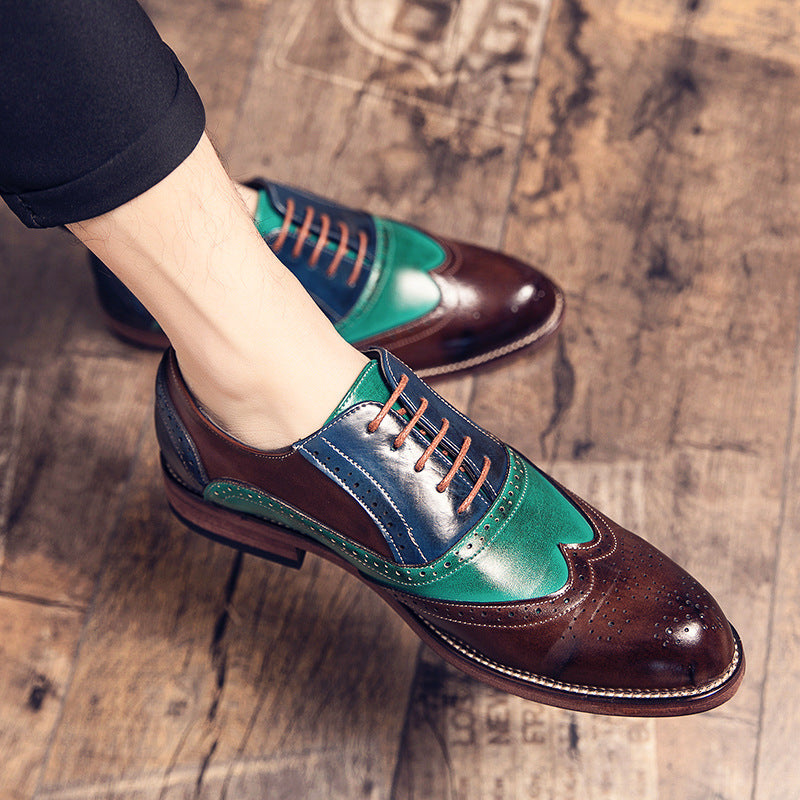 Men's handcrafted brogue leather shoes with multicolored patina and perforated details Mune Fashion
