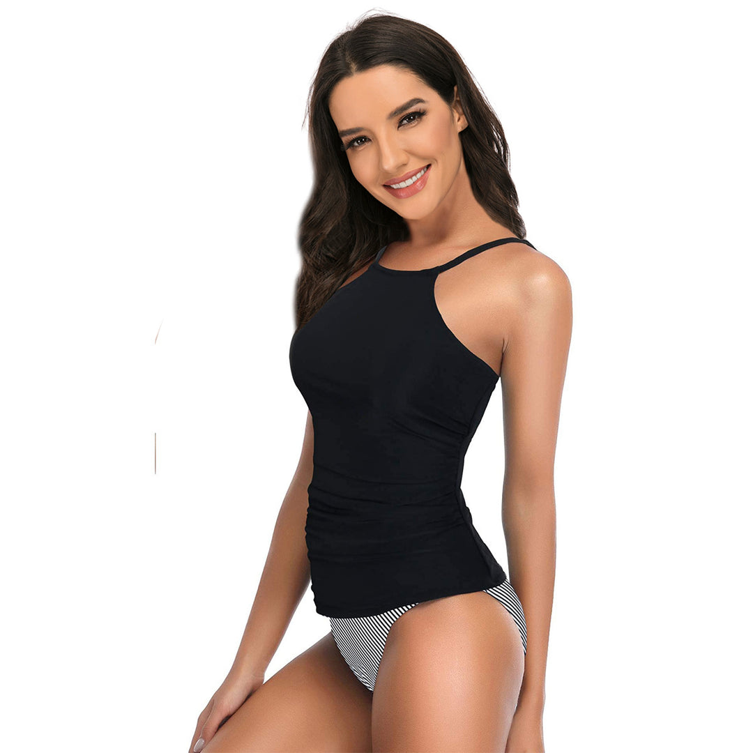 Women's sporty tankini with ruffle details and animal print Mune Fashion