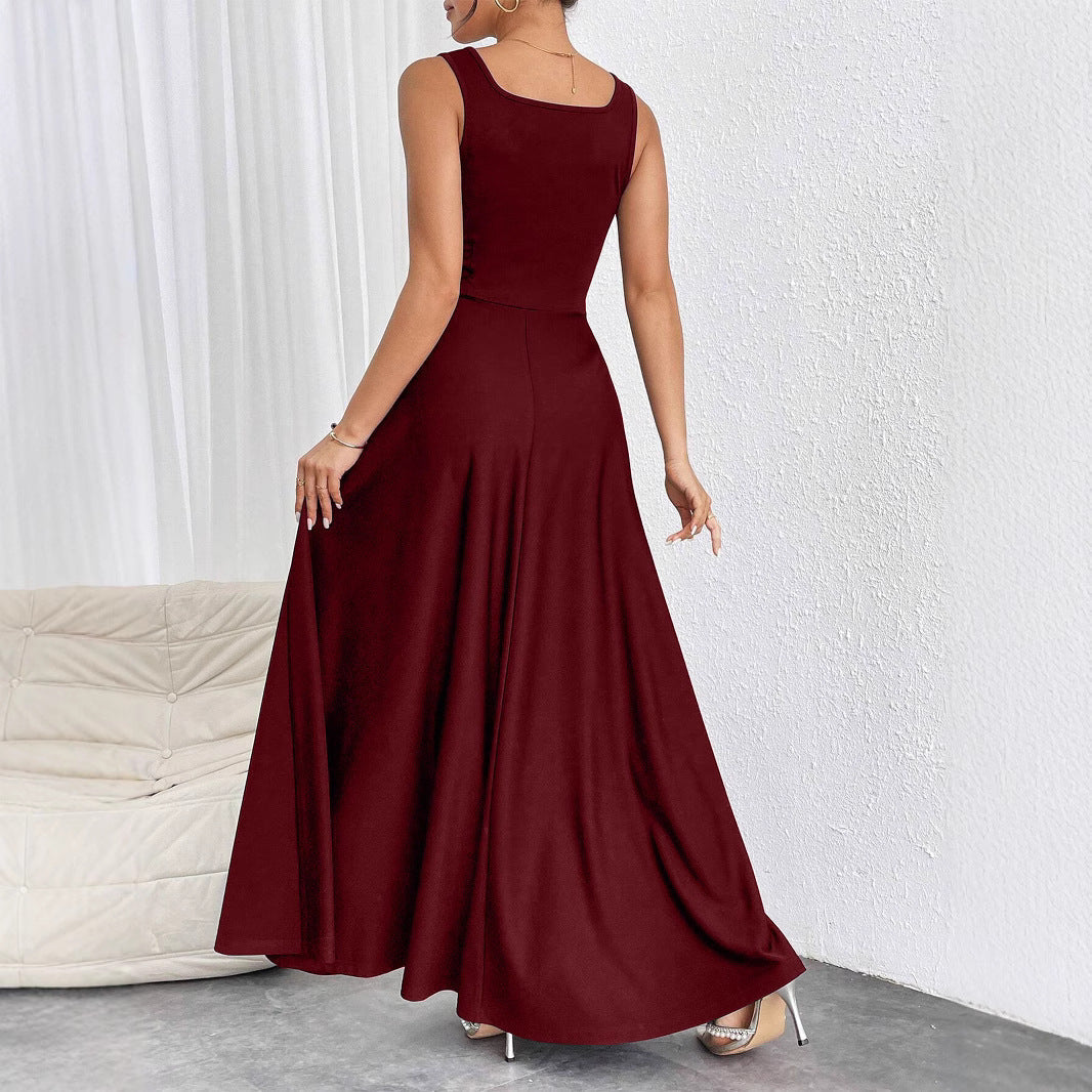 Elegant women's maxi dress with soft cut & square neckline | Mune Fashion