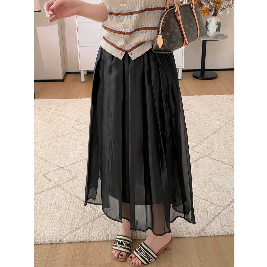 Ladies Elegant and Flowing Midi Skirt Mune Fashion