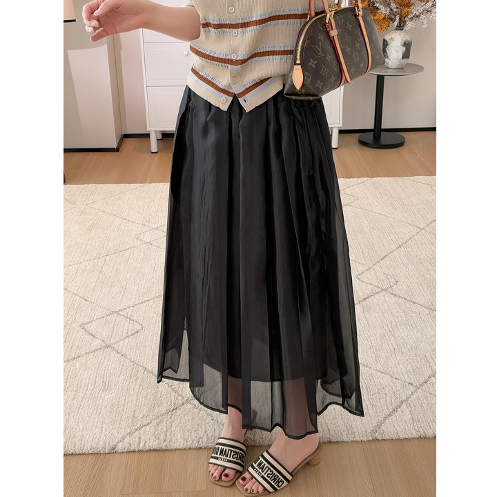 Ladies Elegant and Flowing Midi Skirt Mune Fashion